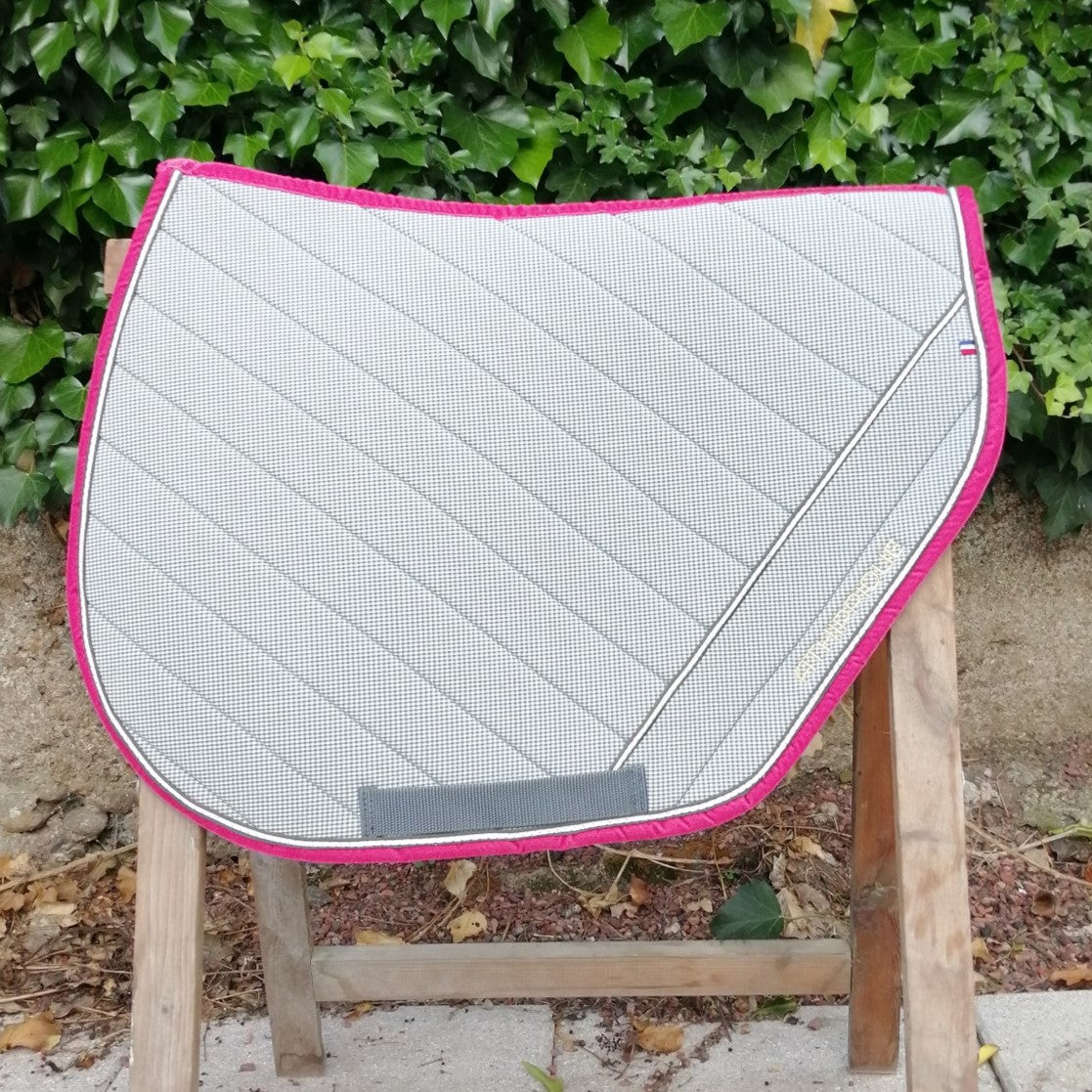 Grey, pink and khaki sport saddle pad