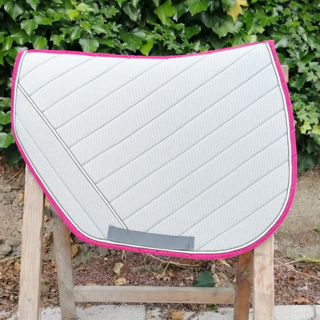 Grey, pink and khaki sport saddle pad