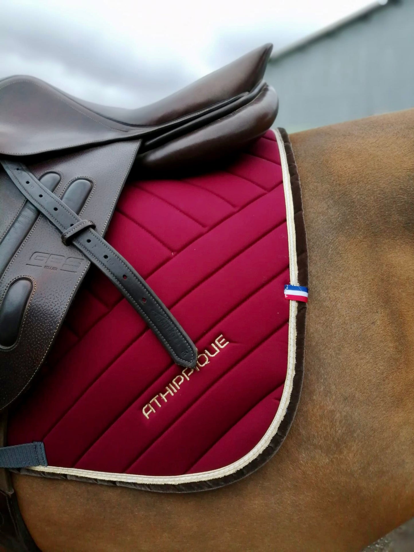 Tapis de selle bordeaux uni jumping