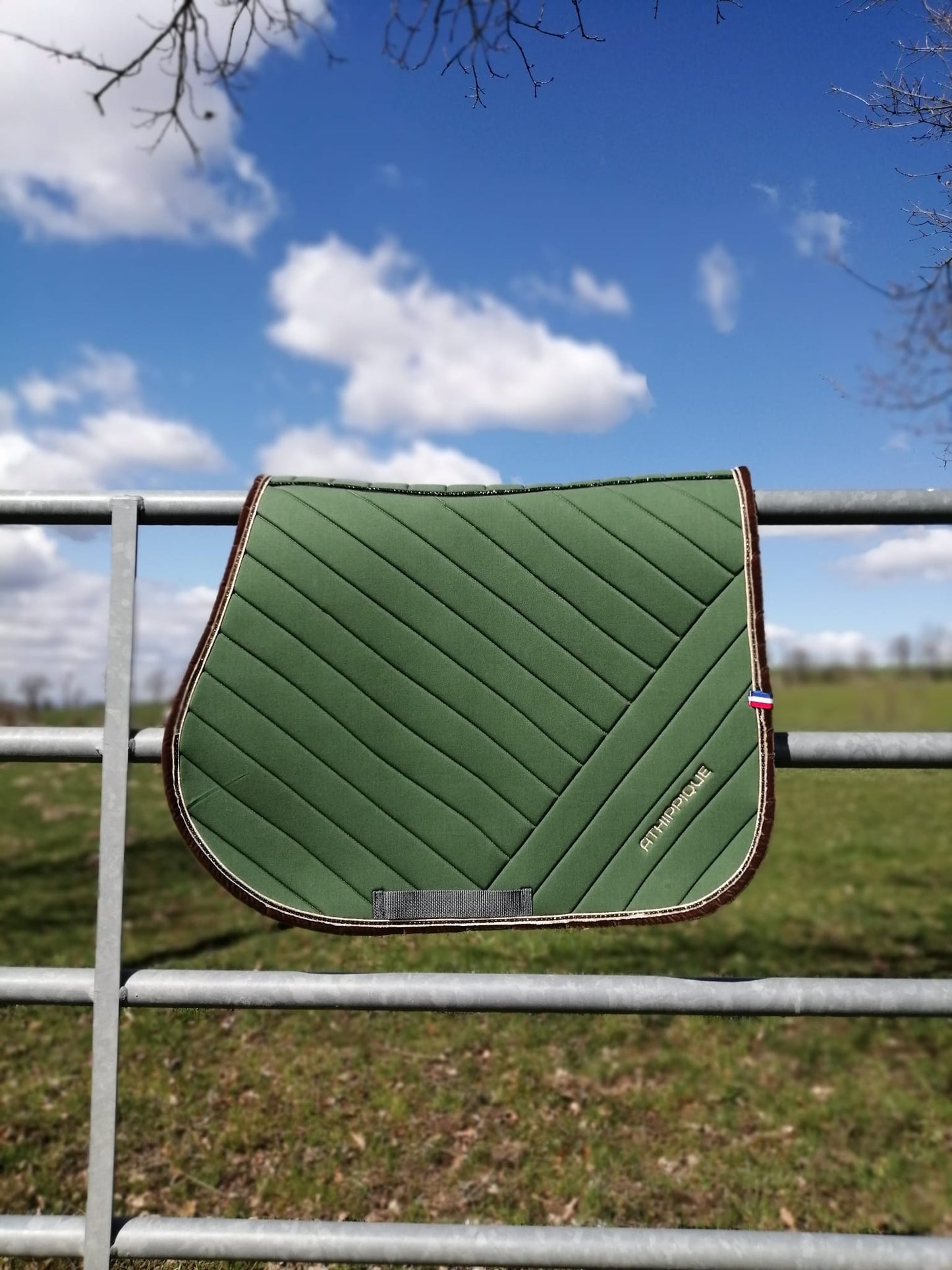 Tapis de selle vert uni Jumping