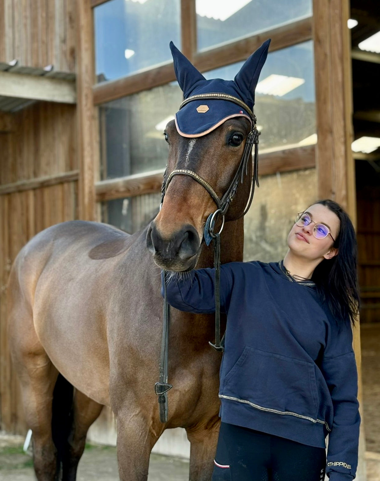 Navy Blue Horse Fly Bonnet