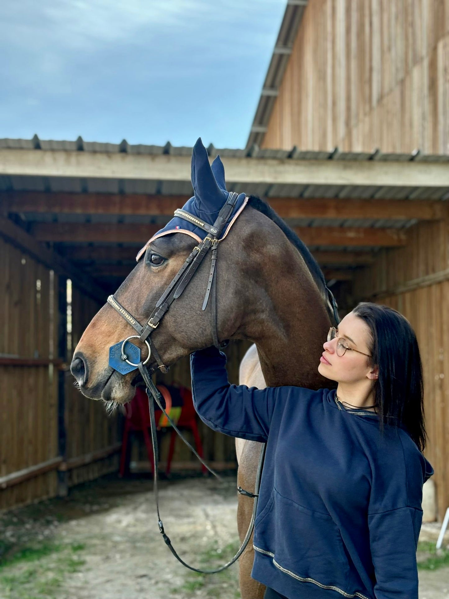 Navy Blue Horse Fly Bonnet